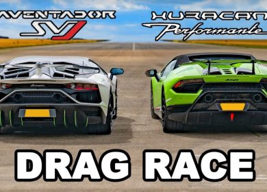 Drag race: Lamborghini Aventador SVJ vs Huracan Performante